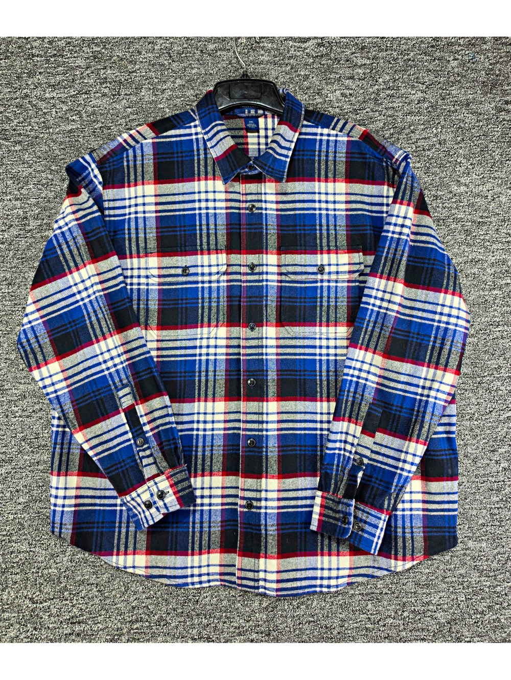 Falls Creek Men's 2XL Blue/Red Plaid Cotton Flannel Button-Up Heavyweight Shirts